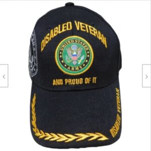 Disabled US Army Baseball Cap, Black Hat, Proud of It with Golden Wreath