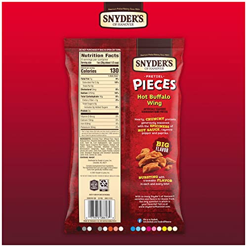 Snyder's of Hanover Pretzel Pieces, Hot Buffalo Wing, 8 Oz (Pack of 6)