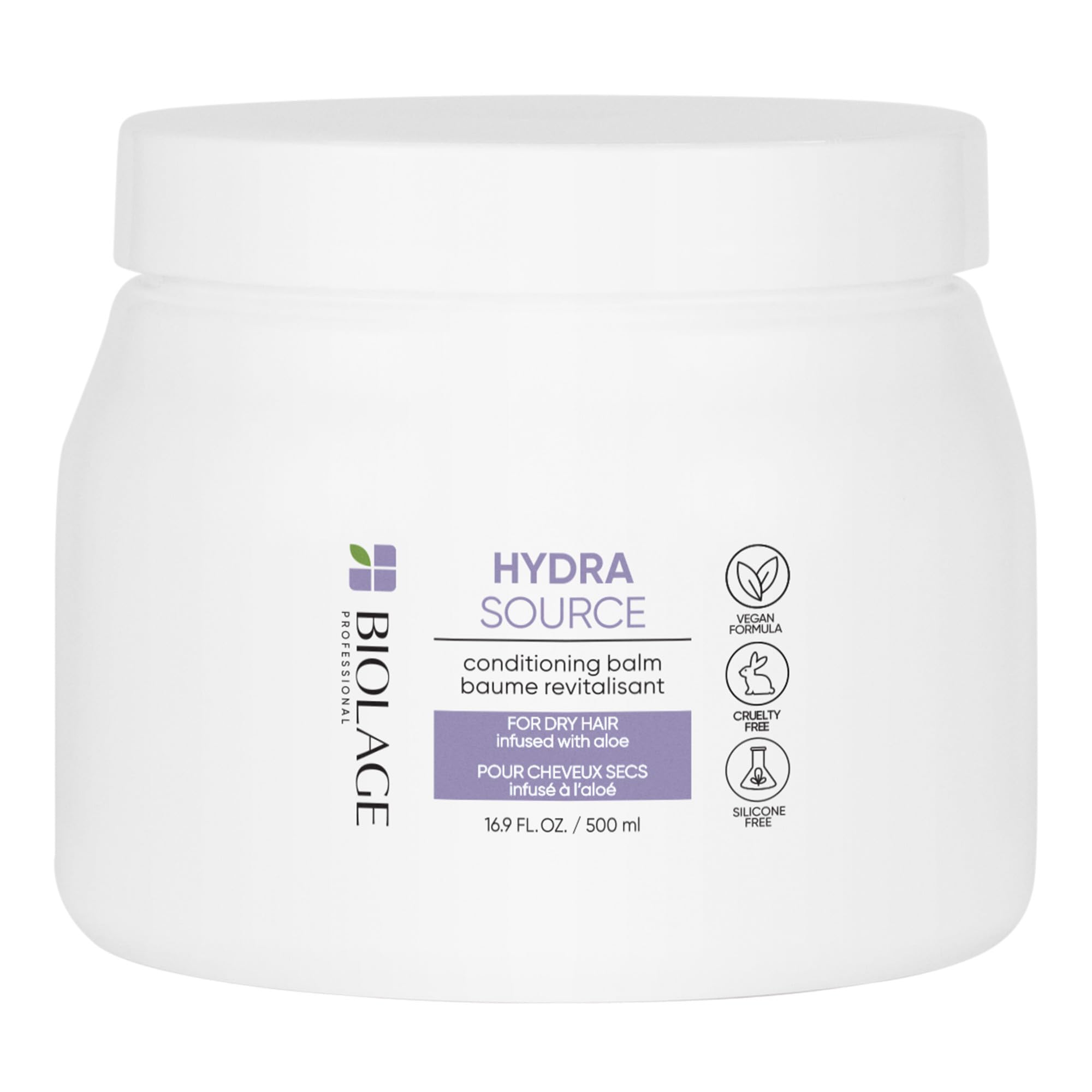 Biolage Hydra Source Conditioning Balm | Hydrates, Nourishes & Detangles Dry Damaged Hair | Moisturizing | Sulfate-Free | For Medium To Coarse Hair | Deep Conditioning | 16.9 Fl. Oz