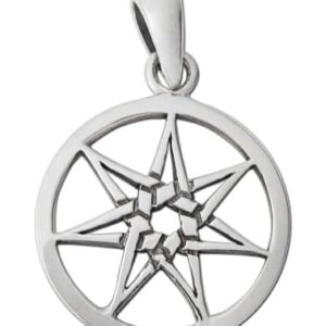 Moonlight Mysteries Fairy Star Pendant - Small Sterling Silver Faerie Star Septagram Pendant Jewelry (5/8 inch diameter)