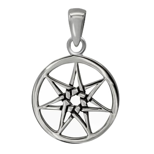 Moonlight Mysteries Fairy Star Pendant - Small Sterling Silver Faerie Star Septagram Pendant Jewelry (5/8 inch diameter)