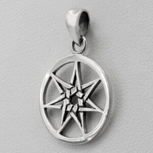 Moonlight Mysteries Fairy Star Pendant - Small Sterling Silver Faerie Star Septagram Pendant Jewelry (5/8 inch diameter)