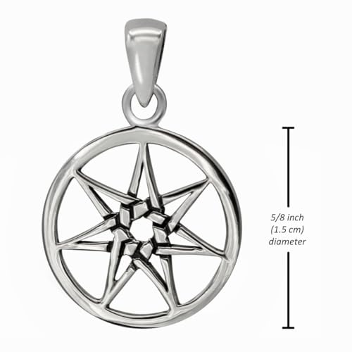 Moonlight Mysteries Fairy Star Pendant - Small Sterling Silver Faerie Star Septagram Pendant Jewelry (5/8 inch diameter)