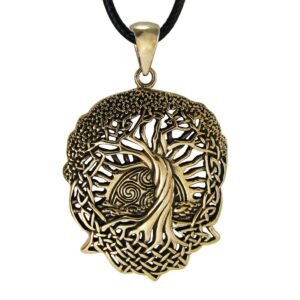 Moonlight Mysteries Bronze Celtic Knot World Tree of Life Pendant Necklace with Rising Sun