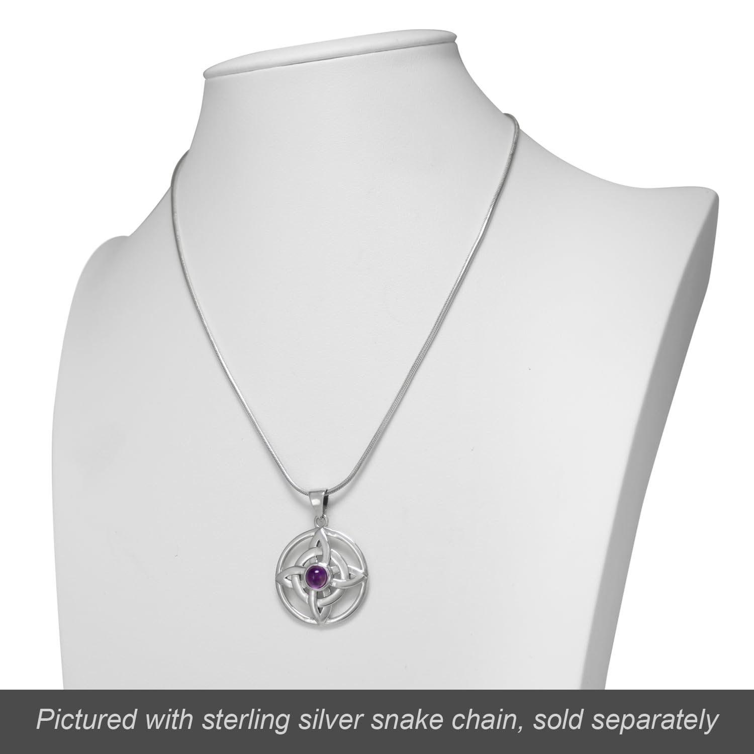 Moonlight Mysteries Celtic Witches Knot Amethyst Pendant - .925 Sterling Silver Wiccan Witchcraft Jewelry - (1 Inch Diameter)