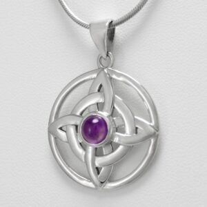 Moonlight Mysteries Celtic Witches Knot Amethyst Pendant - .925 Sterling Silver Wiccan Witchcraft Jewelry - (1 Inch Diameter)