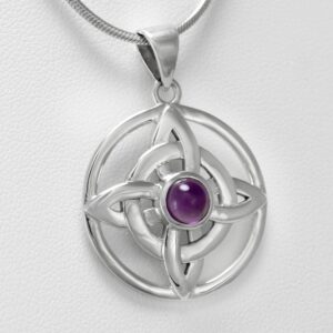 Moonlight Mysteries Celtic Witches Knot Amethyst Pendant - .925 Sterling Silver Wiccan Witchcraft Jewelry - (1 Inch Diameter)