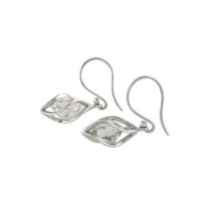 Starborn Sterling Silver cage set natural Herkimer Diamond Quartz Earrings