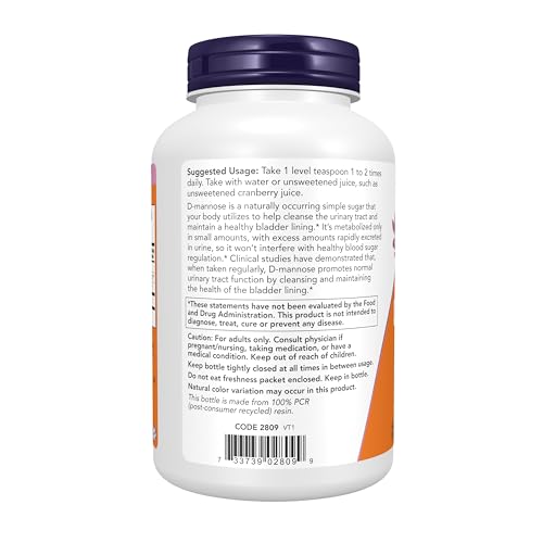 NOW Supplements, D-Mannose Powder, Non-GMO Project Verified, Healthy Urinary Tract*, 6-Ounce