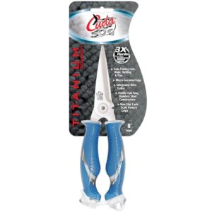 Cuda 8-Inch Titanium-Bonded Snip Fishing Scissors with Micro Serrated Edges (18825)