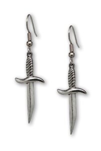 gothic dagger sword pirate medieval renaissance silver finish dangle earrings