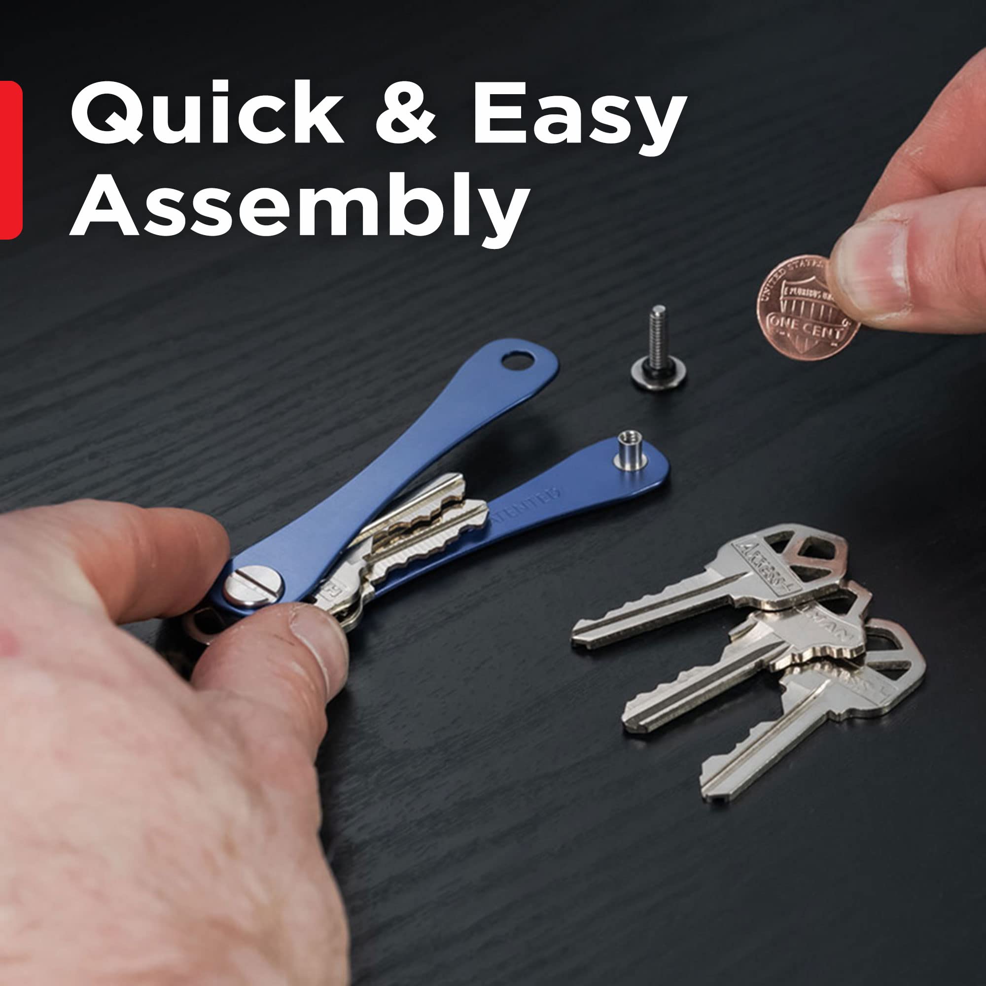 KeySmart Key Holder for Keychain Key Ring - Compact Key Organizer Key Chain Key Case, Minimalist Pocket-Sized EDC Keychain, Loop Piece for Car Fobs, Expandable (up to 14 Keys, Blue)