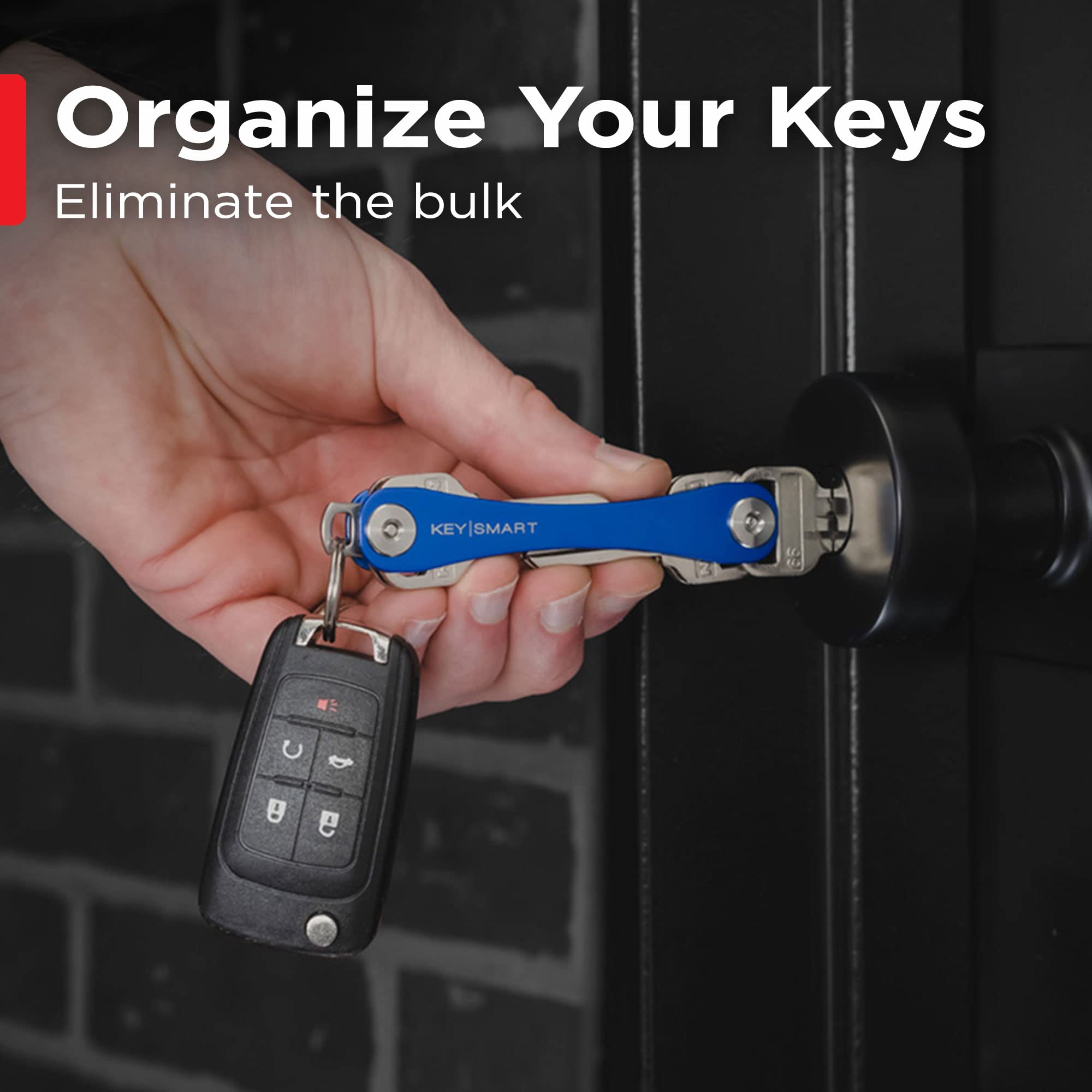 KeySmart Key Holder for Keychain Key Ring - Compact Key Organizer Key Chain Key Case, Minimalist Pocket-Sized EDC Keychain, Loop Piece for Car Fobs, Expandable (up to 14 Keys, Blue)