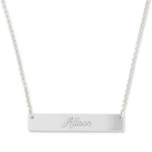 EVE'S ADDICTION Women's 925 Sterling Silver Personalized Engraved Name Bar Necklace, 16" Rolo Chain Nameplate Necklace for Her Gift for Mom Graduation Gift - Gifts for Mom