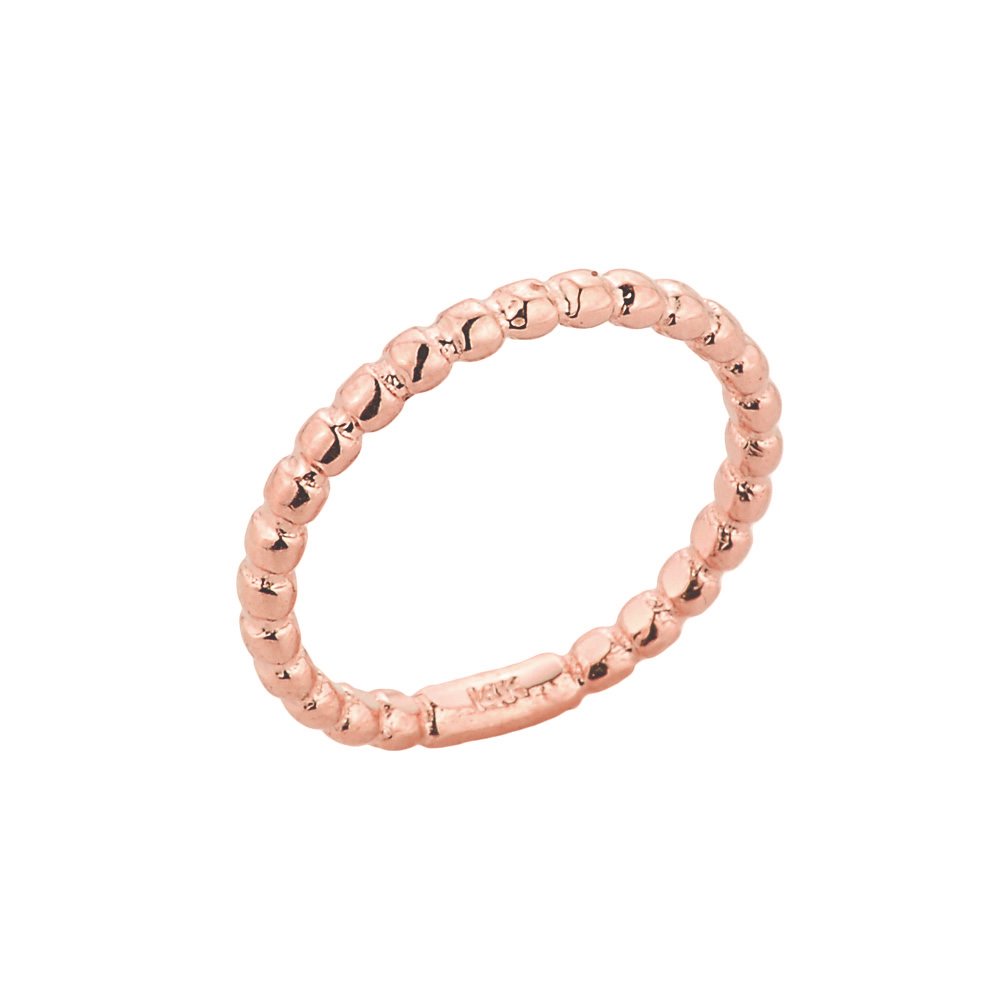 Modern Contemporary Rings Solid 14k Rose Gold Mid Finger Beaded Knuckle Ring, Size 5