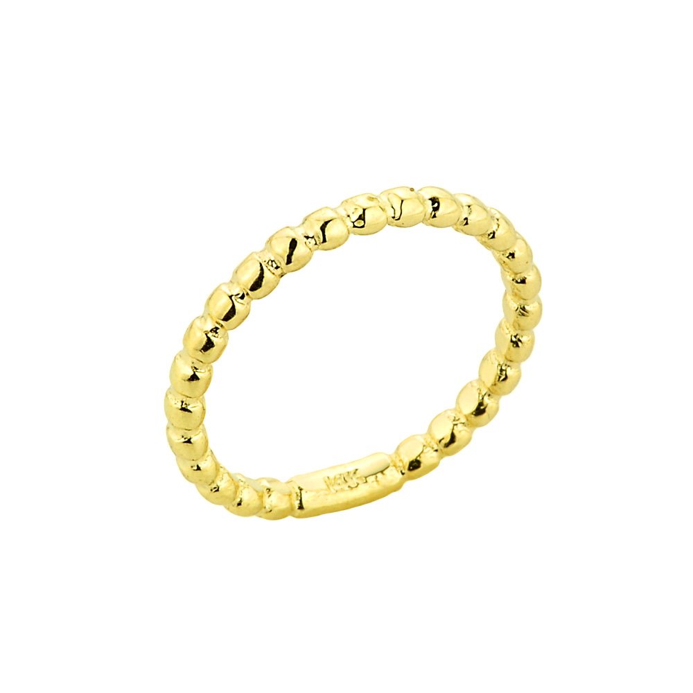 Modern Contemporary Rings Solid 14k Yellow Gold Mid Finger Beaded Knuckle Ring, Size 5