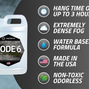 Code 6 Platinum ® - Extreme High Density - Extremely Long Lasting - HDF Organic Fog Machine Fluid, USA Made, Water Based - 1 Gallon