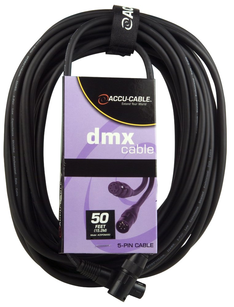 Accu Cable AC5PDMX50 DMX Stage Light Cable, 5 Pin Male to 5 Pin Female Connection