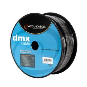 Accu-Cable AC3CDMX300, DMX Stage Light Cable, 3 Pin DMX Extension Cable Spool (300 FT)