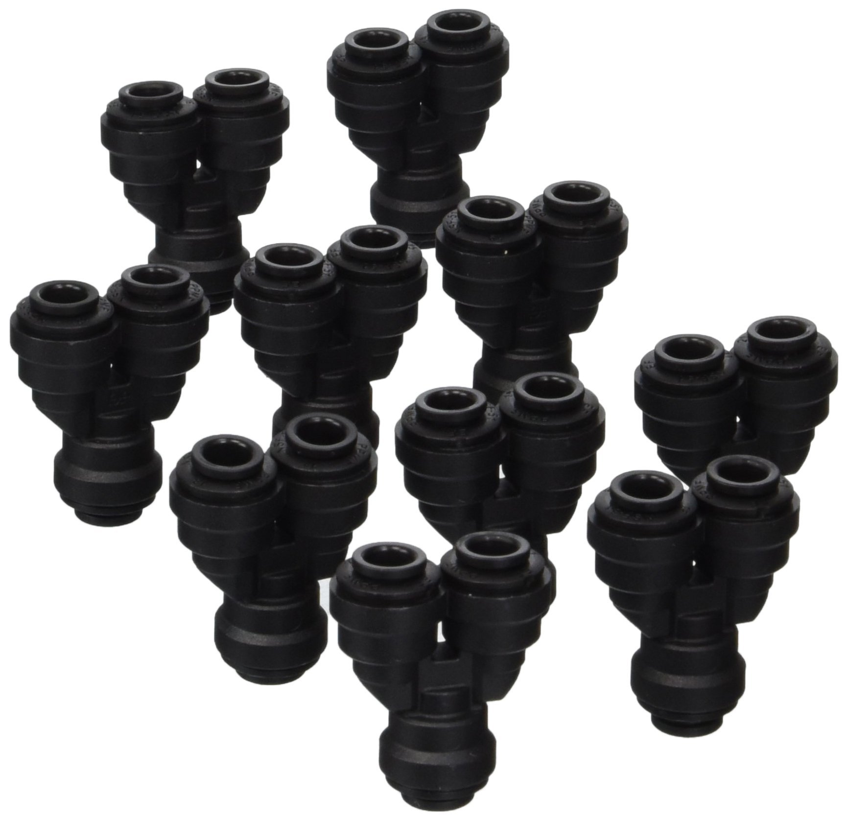 John Guest Speedfit 738279 Black 1/4" OD Polypropylene Push-to-Connect Two-Way Divider (10-Pack)