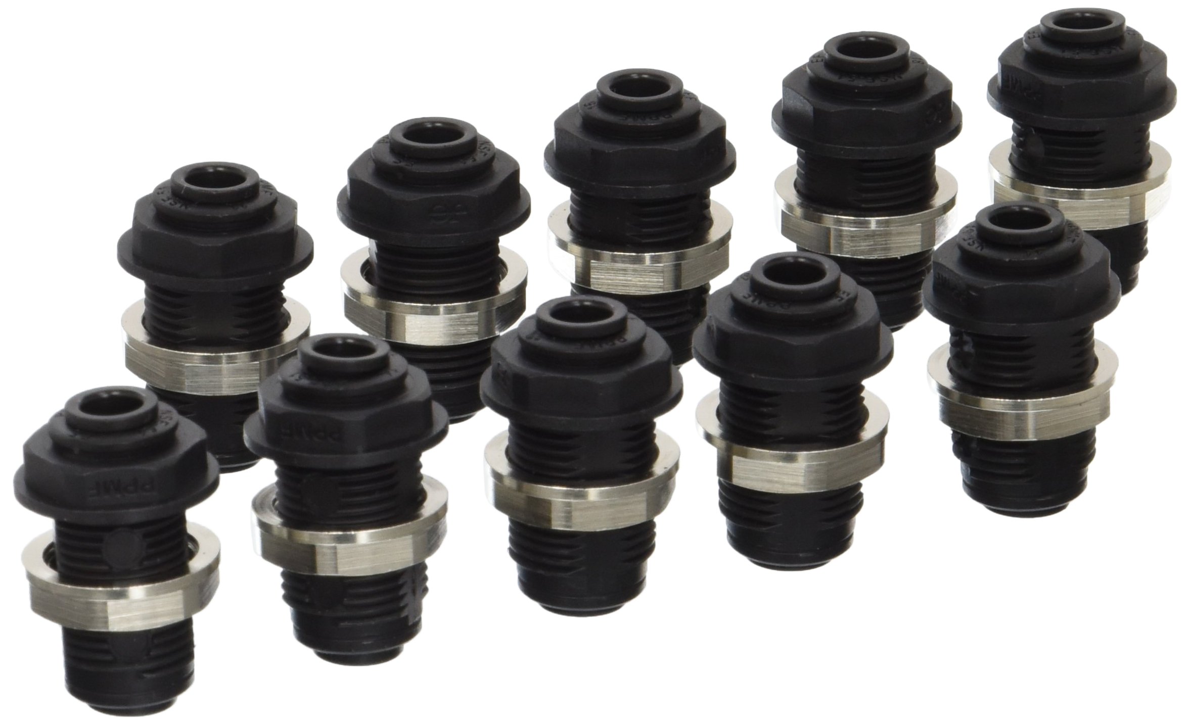 John Guest Speedfit PP1208E Black 1/4" OD Polypropylene Push-to-Connect Bulkhead Union (10-Pack)