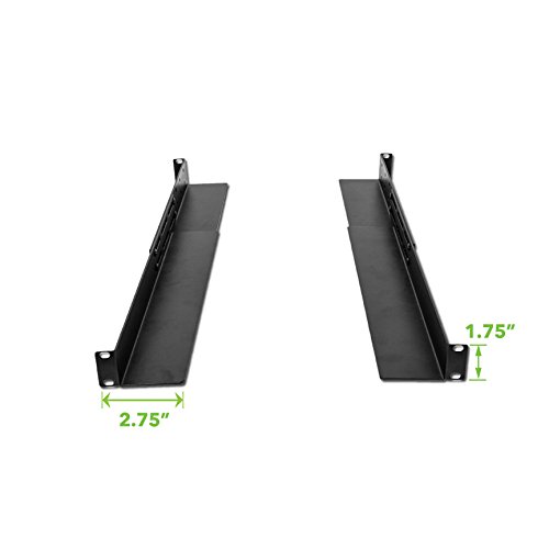 Navepoint 1U Adjustable 4-Post Rack Mount Server Shelf Rails Full Depth Set Black