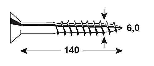 CONNEX KL3246140 Uni-Screws galv. 6,0x140, Silver, 6,0 x 140 mm