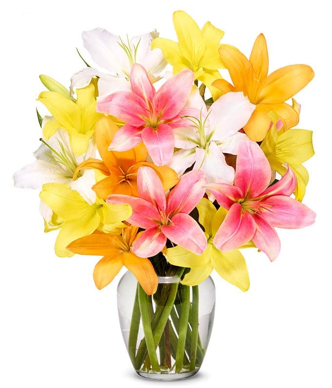 From You Flowers - Stunning Lily Bouquet with Glass Vase (Fresh Flowers) Birthday, Anniversary, Get Well, Sympathy, Congratulations, Thank You