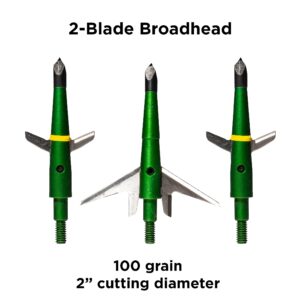 Swhacker SWH00207 #207 2 Inch Cut Broadheads Set of 3-100 Grain, Green, 2"