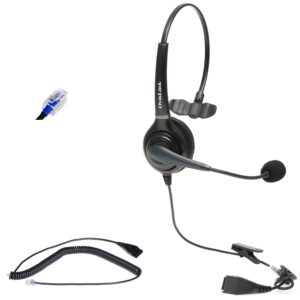 OvisLink NEC Phone Headset with Noise Canceling, Built-in Acoustic Shock Protection & Include RJ9 Quick Disconnect Cord | Call Center Headset Compatible with All NEC Telephones, HD Voice