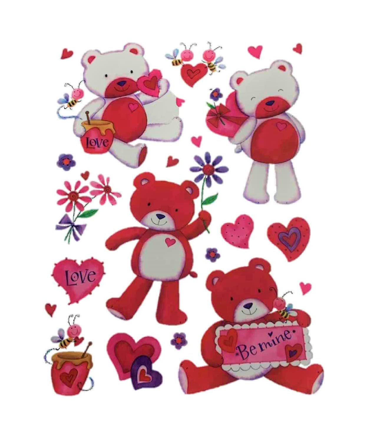 Celebrate It Valentine or Spring Window Cling ~ Love Bears (17 Clings, 1 Sheet)