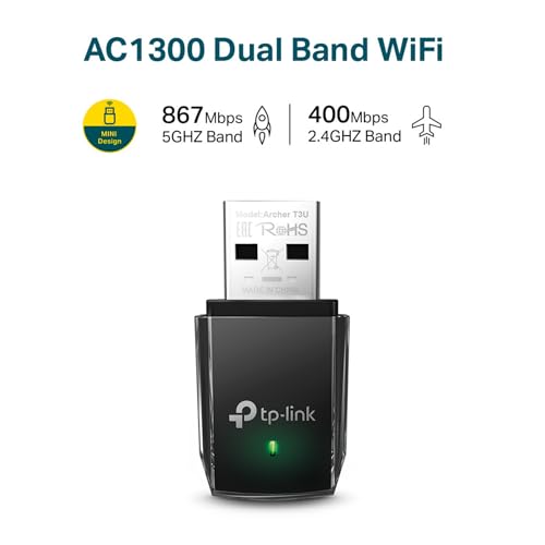 TP-Link Archer T2U 11AC USB WiFi Adapter - Dual Band 2.4G/5G AC600 Wireless Network Card, WiFi Dongle, Mini size, Supports Windows (XP/7/8/8.1/10), Mac OS (10.7~10.14)