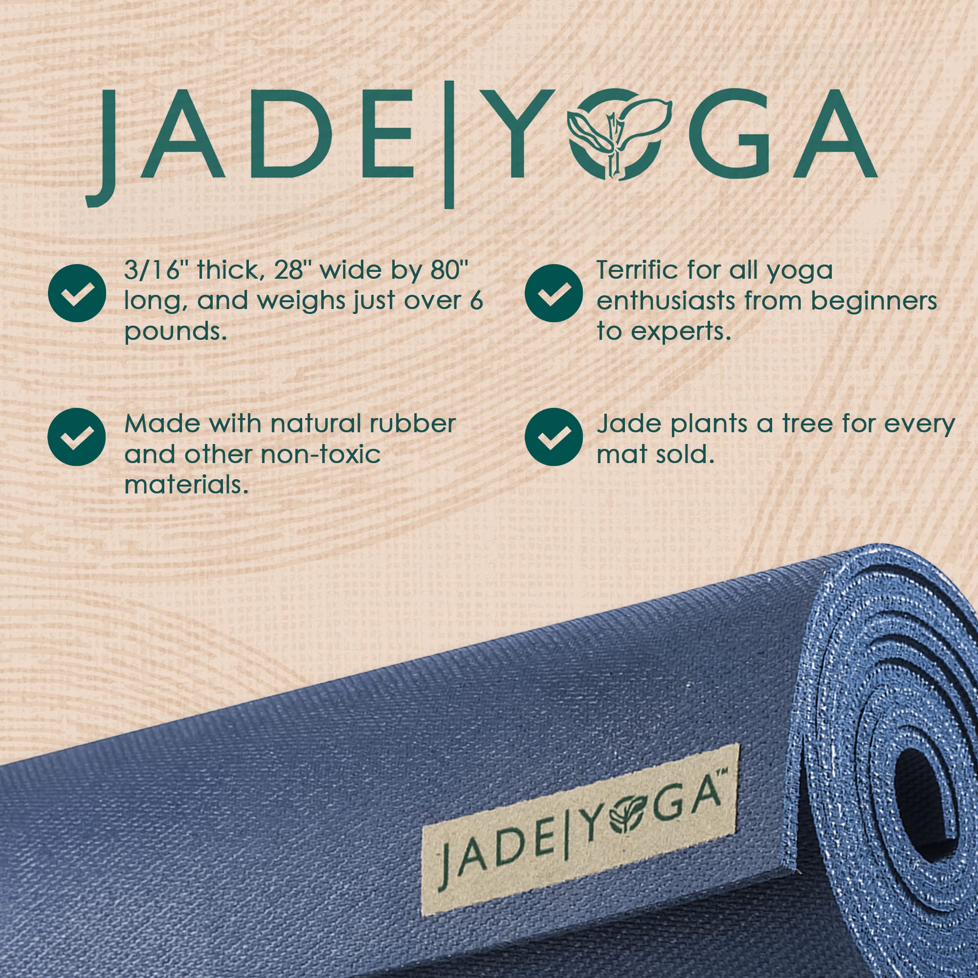 JadeYoga XW Harmony Yoga Mat – Extra Wide and Extra Long Yoga, Workout, Home Exercise, Fitness Mat For Home And Gym- Yoga Mat For Men and Women- 80" Midnight Blue