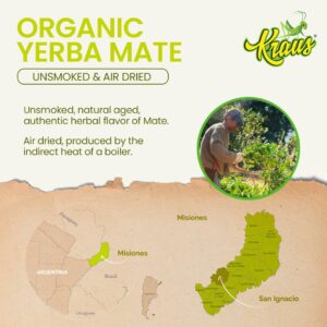 KRAUS Organic Yerba Mate | Pure Leaf | unsmoked | Authentic Flavor | USDA | 100% Organic | 1.1 LB / 500 g / 17.6 oz