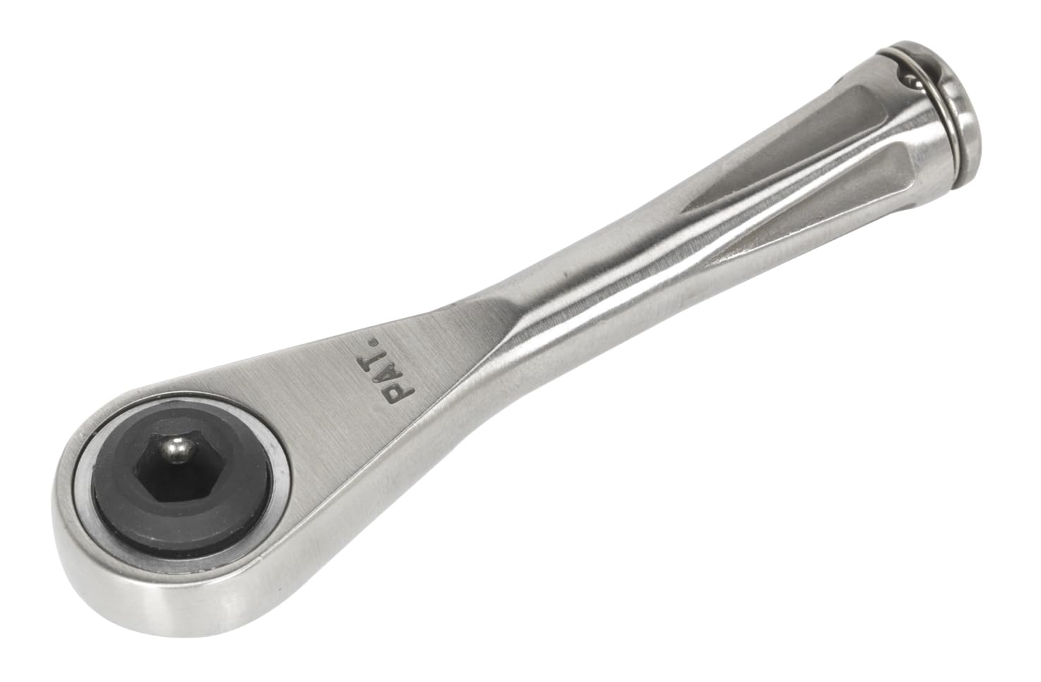 Sealey AK6962 Bit Driver Micro Stainless Steel Ratchet, 1/4 Hex, 85mm x 123mm x 42mm, Silver