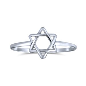 Petite 925 Sterling Silver Star Of David Ring Grey 7*