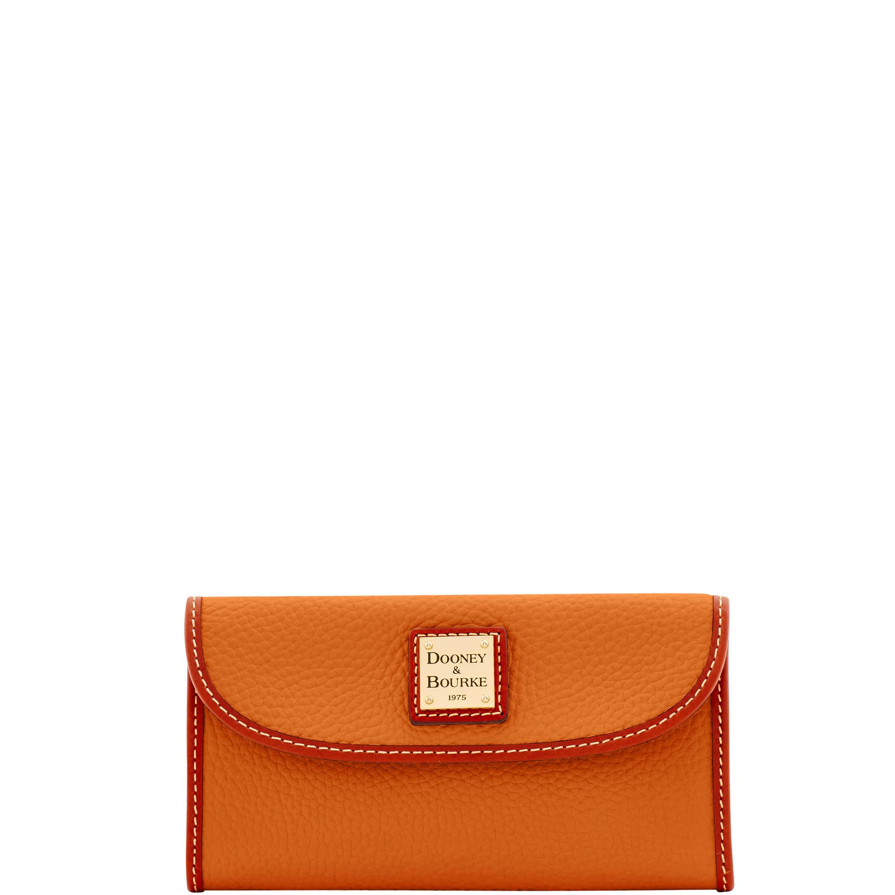 Dooney & Bourke Women's Continental Clutch in Pebble Grain Leather, Trifold Wallet with Multiple Card Holder, Caramel