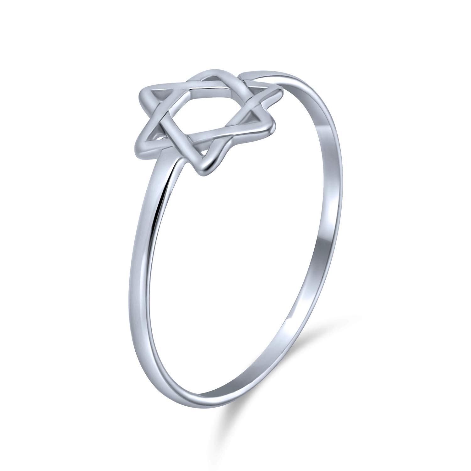 Petite 925 Sterling Silver Star Of David Ring Grey 7*