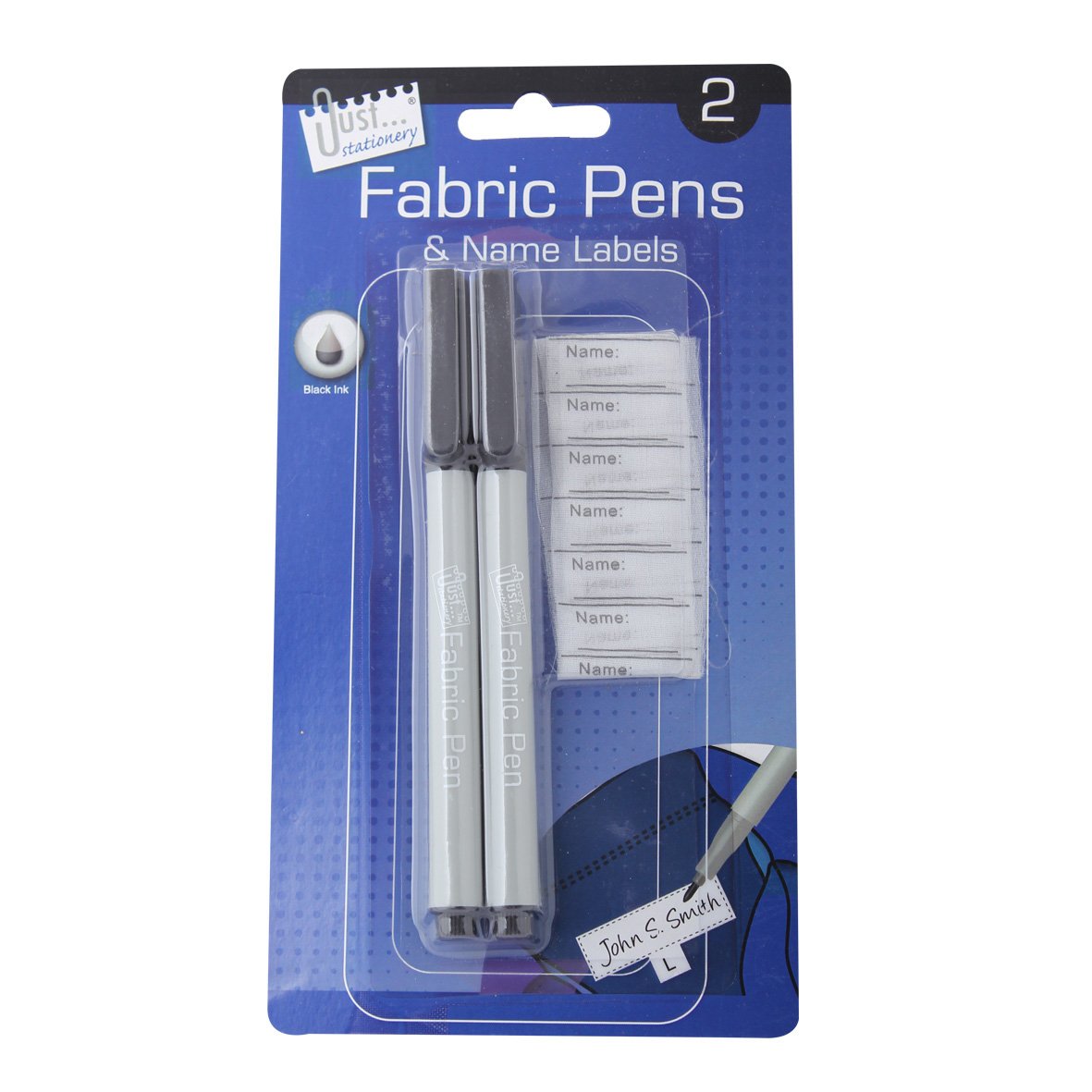 Just stationery Fabric Pens and Name Labels (Pack of 2), 5639