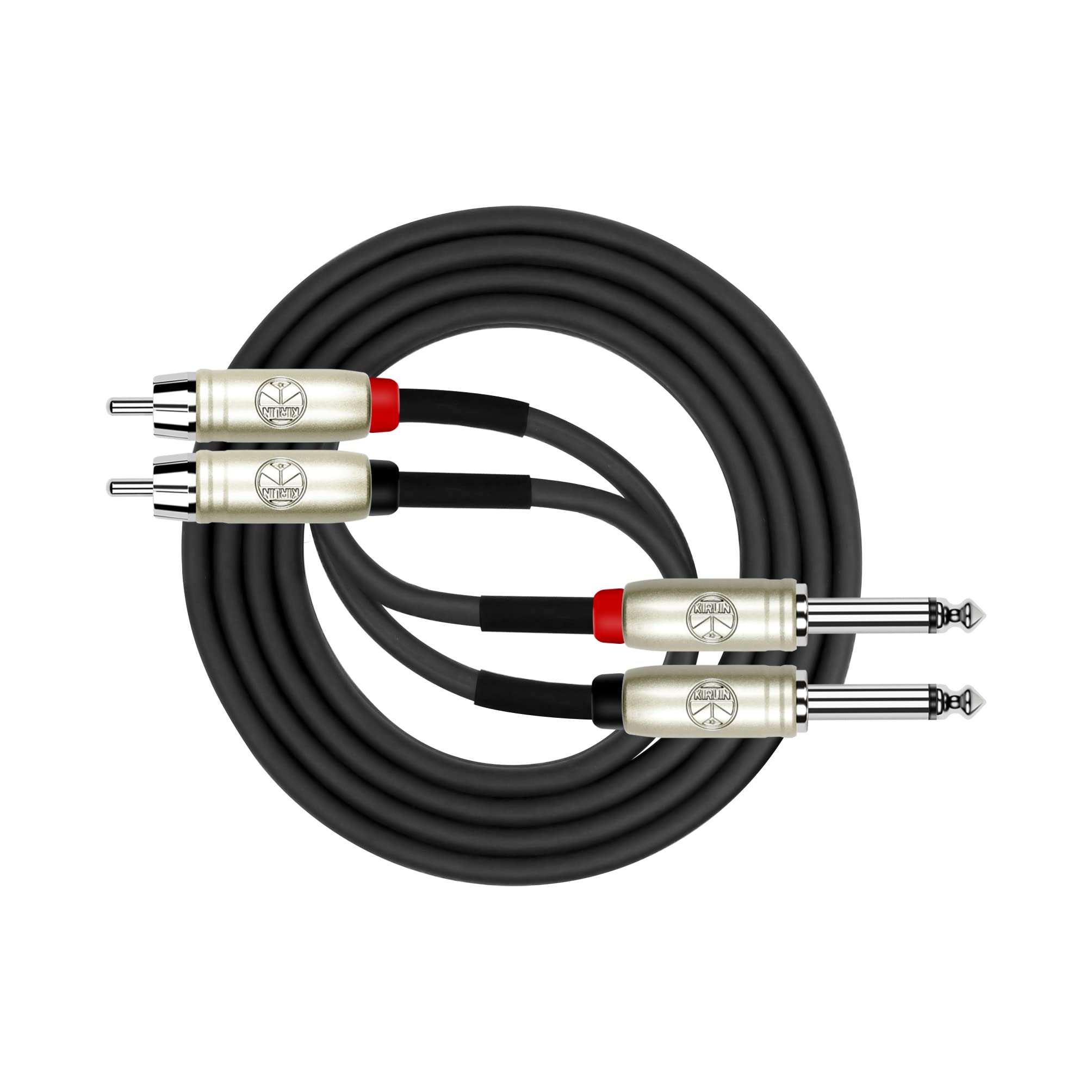 Kirlin Cable AP-403PR-06/BK - 6 Feet - Dual RCA to Dual 1/4-Inch Patch Cable