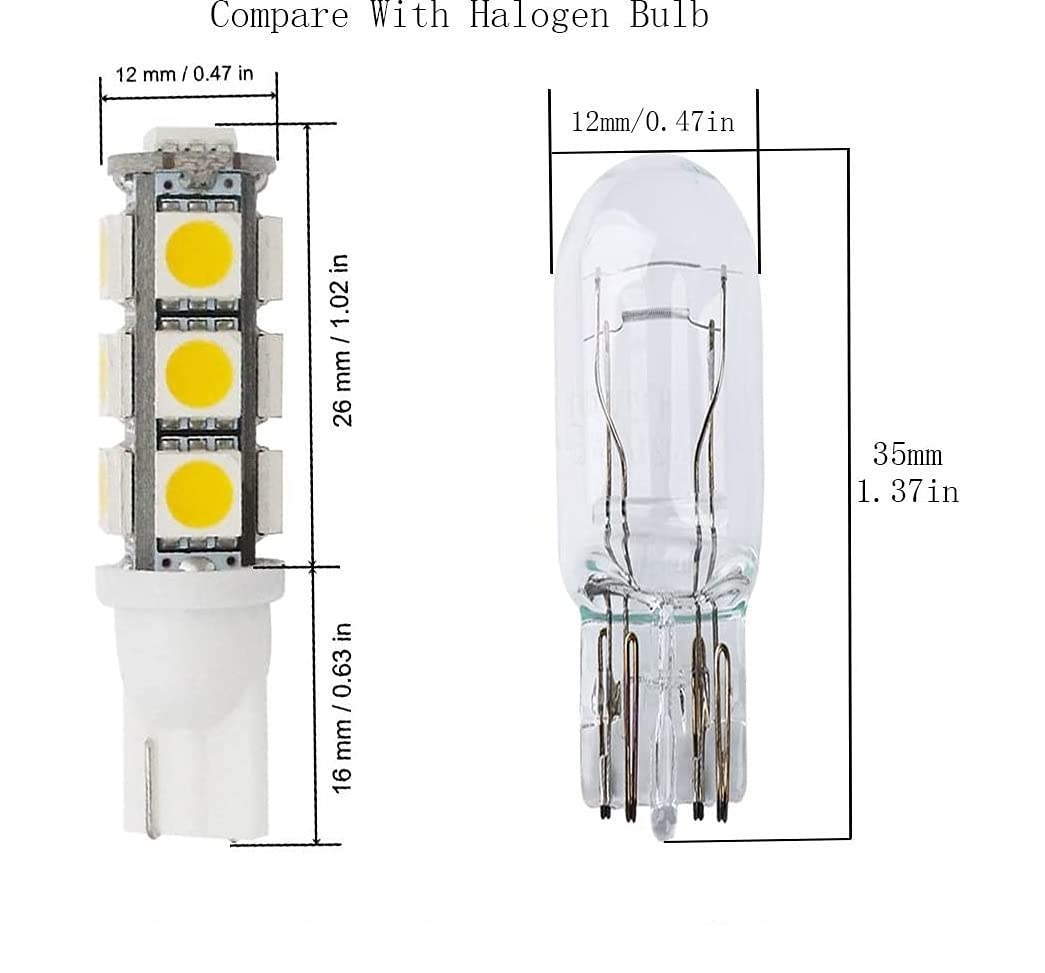 Sago 10 Pack, Wedge T10-T5 1w Bulb 360deg LED Extra bright for Malibu 12v Dc Landscape Light-13 SMD- pure White