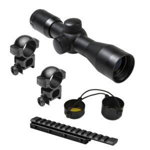 M1SURPLUS Tactical Kit For Henry Arms 22 Lever Action Carbine, Mossberg 702 Plinkster, Marlin Model 60 60SN 795 Rifles - Includes The Following - Compact 4x30 Rifle Scope + Scope Rings + Adapter Mount