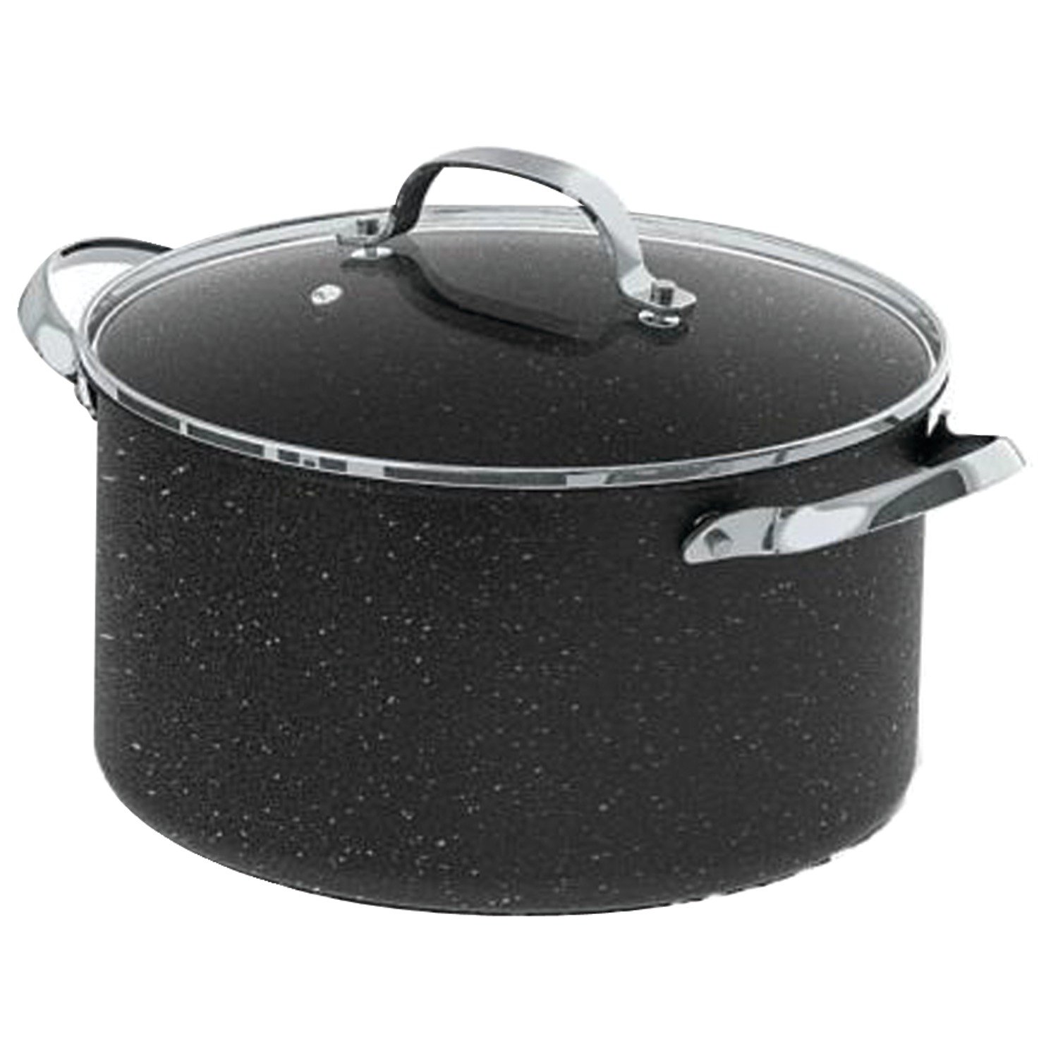 THE ROCK by Starfrit 6-Quart Stockpot/Casserole with Glass Lid and Stainless Steel Handles, Black