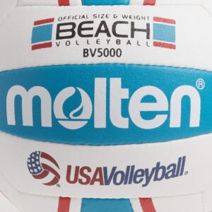 Molten Elite Beach Volleyball, Red/Blue, Hand-stitched Cover, Outdoor Use, 1 Year Warranty