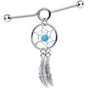 bodyjewelryonline industrial barbell 316l surgical steel dream catcher dangle design 14ga-1.5"(38 mm)