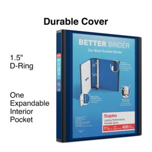 Staples Better 1.5-Inch 3-Ring View Binder, Blue (13400)