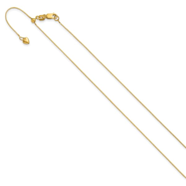 IceCarats 14K Yellow Gold Adjustable 0.55mm Box Link Chain Necklace 22 inch