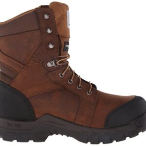 Carhartt mens 8" Rugged Flex Insulated Waterproof Breathable Safety Toe Leather Work Boot Cmf8389 Construction Shoe, Brown, 10.5 US