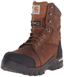 carhartt mens 8" rugged flex insulated waterproof breathable safety toe leather work boot cmf8389 construction shoe, brown, 10.5 us