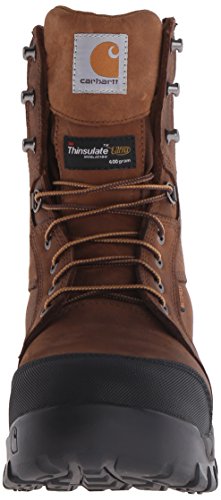 Carhartt mens 8" Rugged Flex Insulated Waterproof Breathable Safety Toe Leather Work Boot Cmf8389 Construction Shoe, Brown, 10.5 US